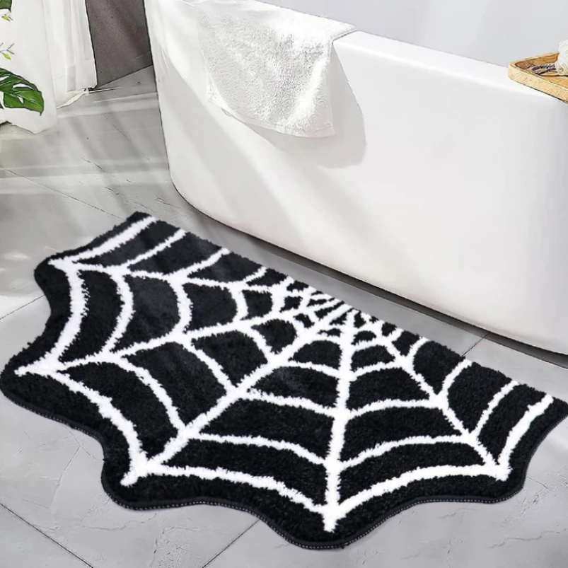 

Black Spider Web Pumpkin Ghost Halloween Carpet Bathroom Carpet Halloween Decoration Weird Gothic Bathroom Mat Non slip Mat