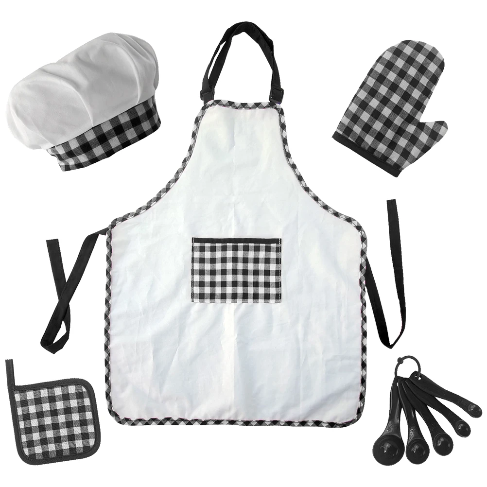 

Children's Baking Apron Set Kids Cooking Kit Chef Hat Cotton Kitchen for Toddler