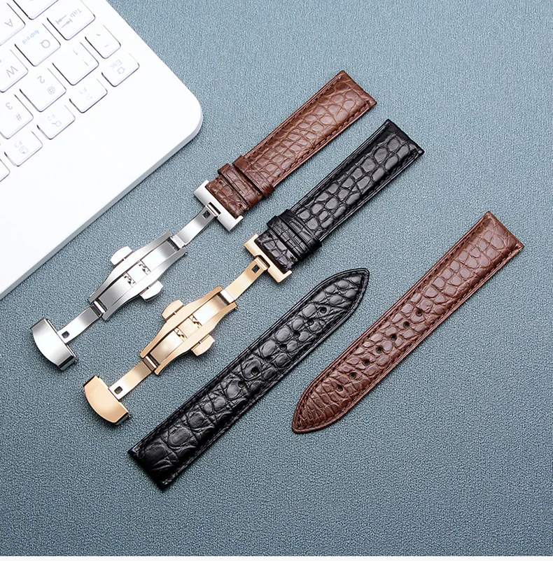 Watchband suitable for Cartier tank solo  round  PP genuine  crocodile leather High quality strap  soft watch strap bracelet