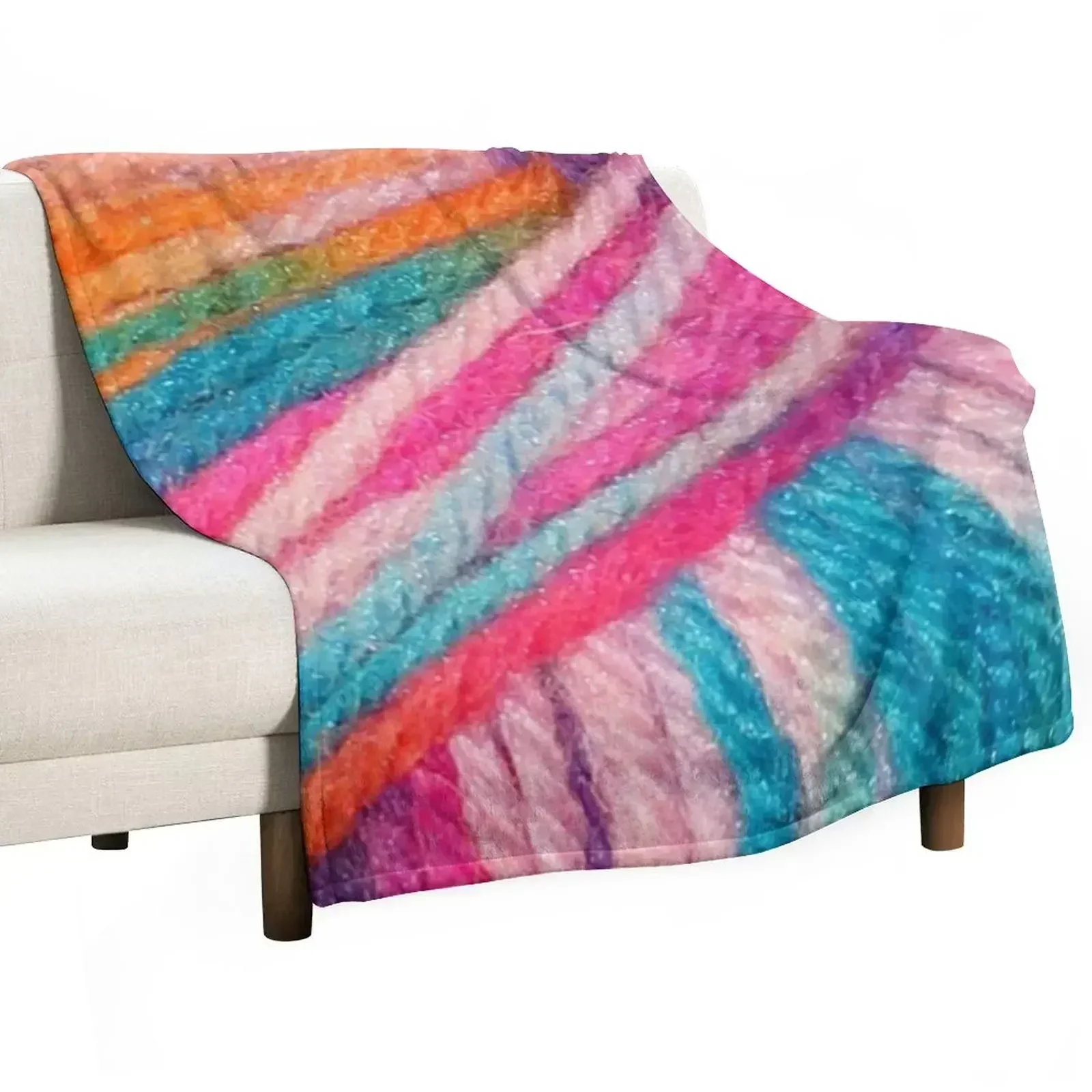 Bright Coloured Yarn Ball of Wool Knitting with Sparkle! Throw Blanket Sofa Multi-Purpose Blankets