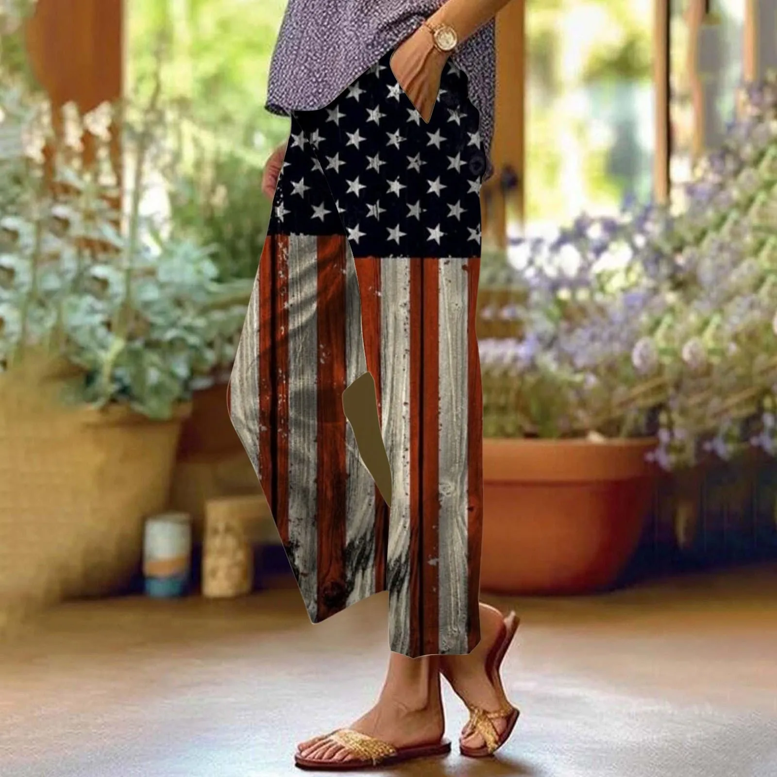 

Women Loose Independence Day Pants 2024 Summer Fashion Ladies Vocation Soft Embroidery Trousers Female Casual Bottoms Chic