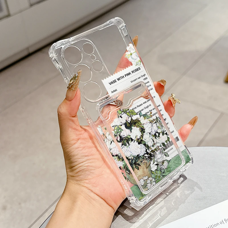 Rotating starry sky for Samsung A20s A21s A23 A24 25 26 31 32 32 33 34 35 A50 51 52 53 54 55 73 Transparent card pack phone case