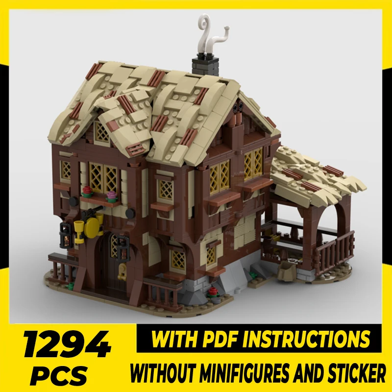 

Medieval Street View Model Moc Building Bricks Village Tavern Technology Modular Blocks Gifts Christmas Toys DIY Sets Assembly