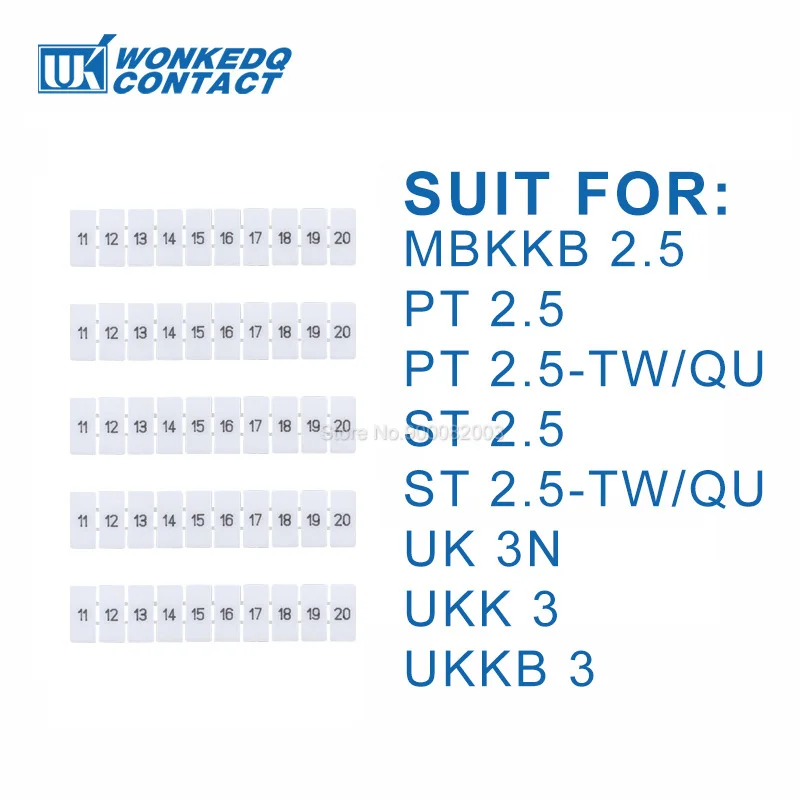 10Pcs ZB5 Label For PT2.5 ST2.5 UKK3 Standard Number Blank ZB 5 PT/ST-2.5 DIN Rail Terminal Block Accessories Zack Marker Strips