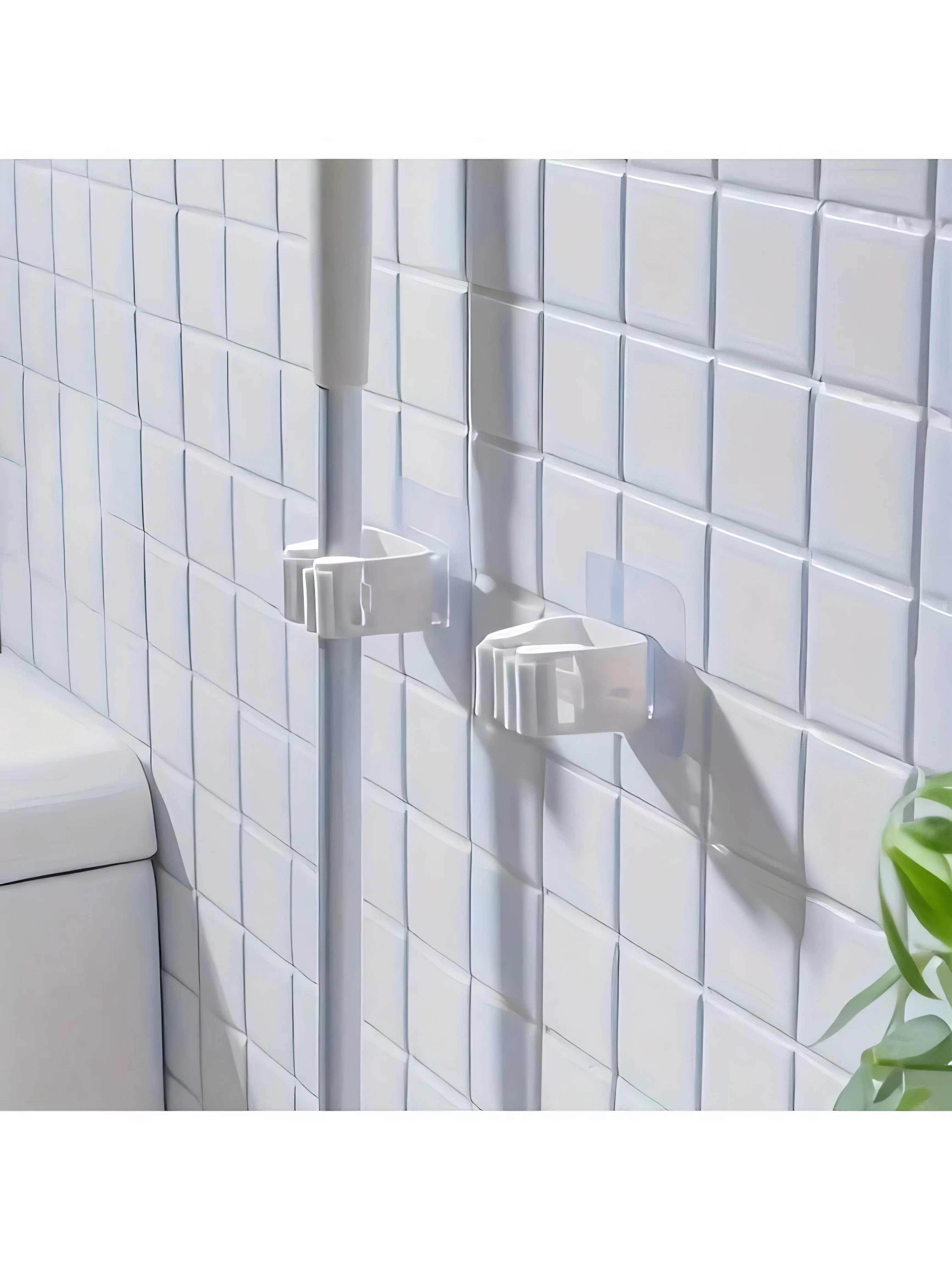 حامل ممسحة بدون مثقاب - لاصق قوي، حامل جداري سهل للمماسح والمكانس والأدوات.