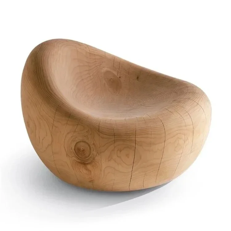 

Nordic solid wood, hotel sofa chair log leisure art root carving coffee table stool