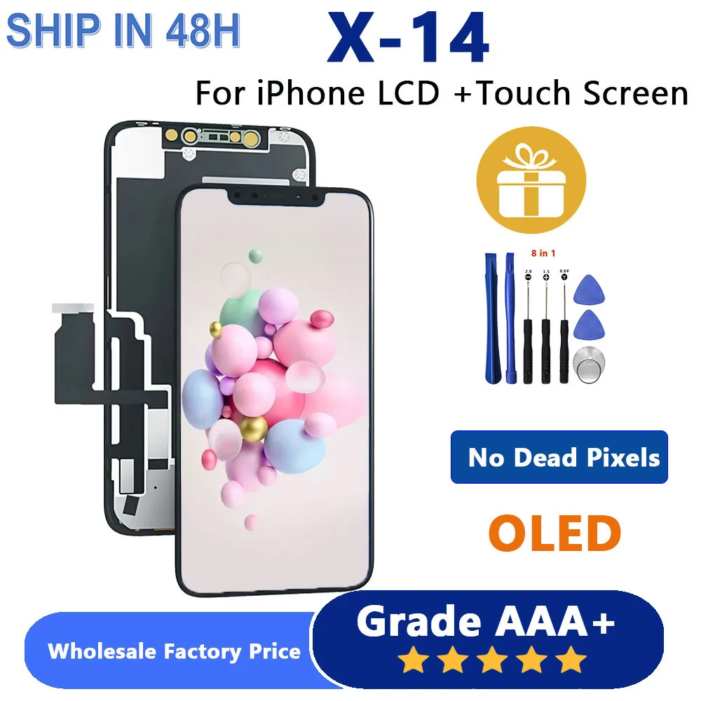 

For iPhone OLED x/xs/xr/xs max/11/11pro/12/13/14 LCD Display Touch Screen Digitizer Assembly Replacement Parts No Dead Pixel