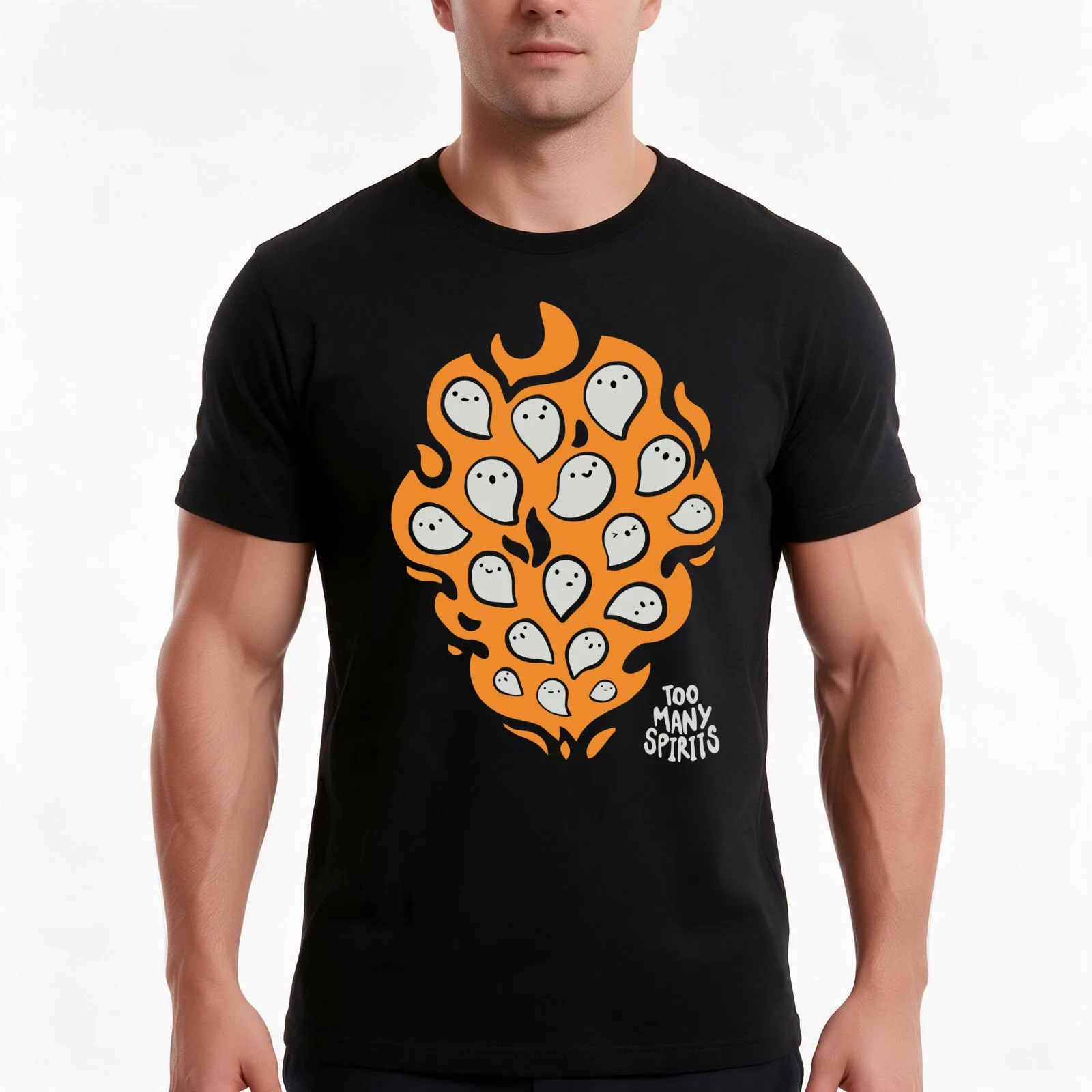 Watcher Merch Too Many Spirits Ghosties Flame T-Shirt Summer Casual Cotton Tee Oversized Streetwear Tops Unisex Men Women