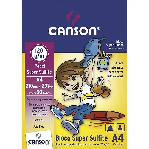 Bloco Super Sulfite 30 FL A4 210x297mm 120g - Canson