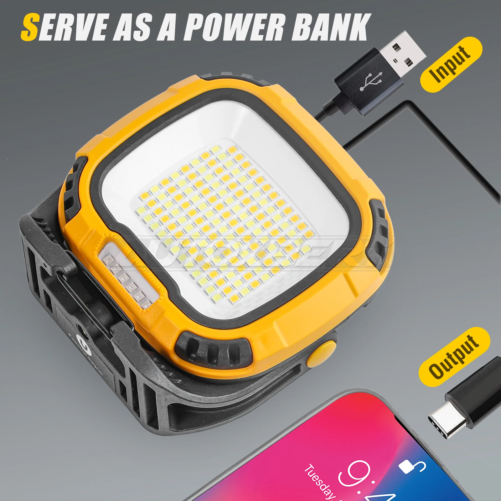 Led Work Light Rechargeable Portable Magnetic & Hook Work Light 4000 Lumens Job Site Lighting Camping Car Repairing Inspection