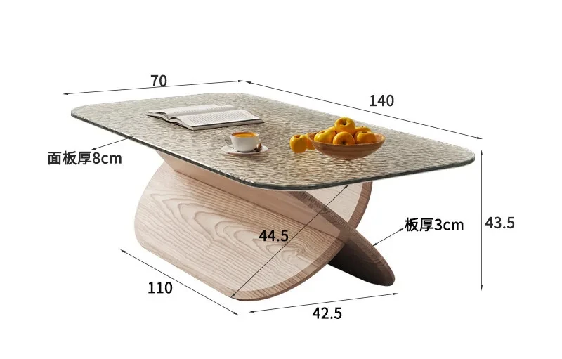 Wangheng living room transparent tempered glass tea table