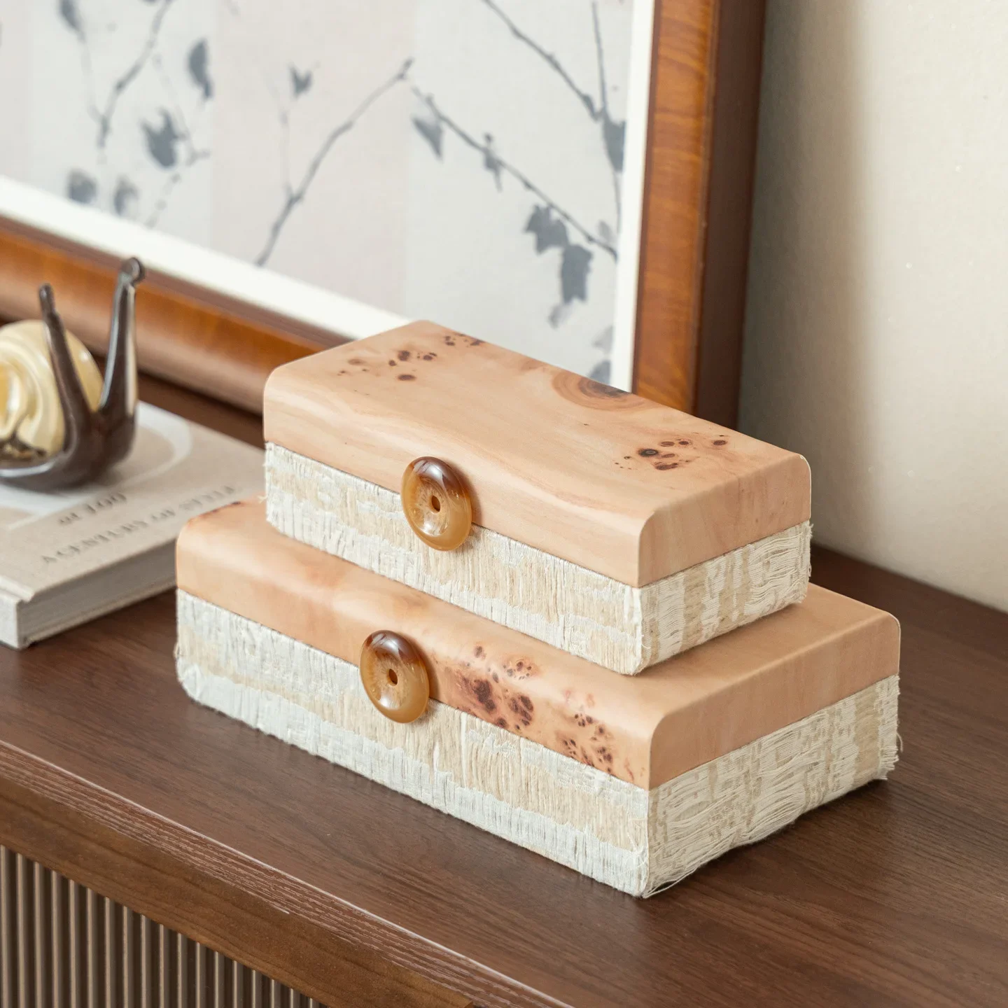 Wooden Jointed Jewelry Box Desktop Storage Container Chinese-style Retro Rectangular Box Living Room Decoration Accessories