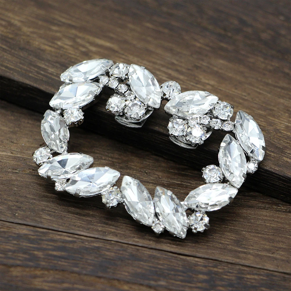 

Shoe Clips Flower Decoration Crystal Buckle Rhinestone Accessories Silver Bride Sparkle Brightness Fashion Exquisite Design Long