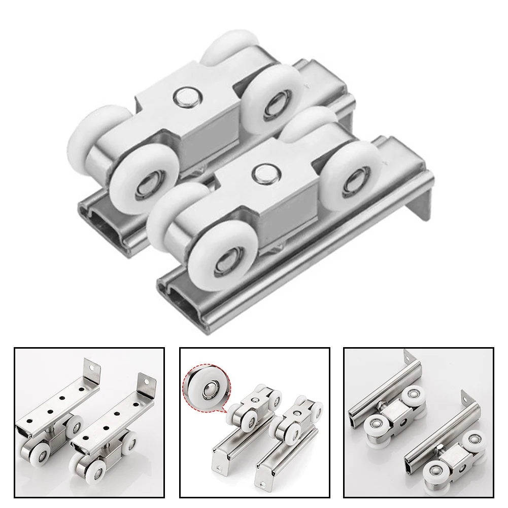 Thick Stainless Steel Hanging Wheel For Sliding Door Track, Wood Door, Kitchen Furniture Hardware Slides Accessories