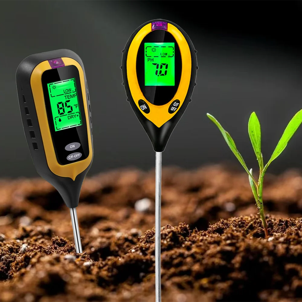 4 In 1 Soil Tester For Measuring Plant Light Intensity, PH, Temperature, And Humidity, Used As A Tool For Garden Measurement