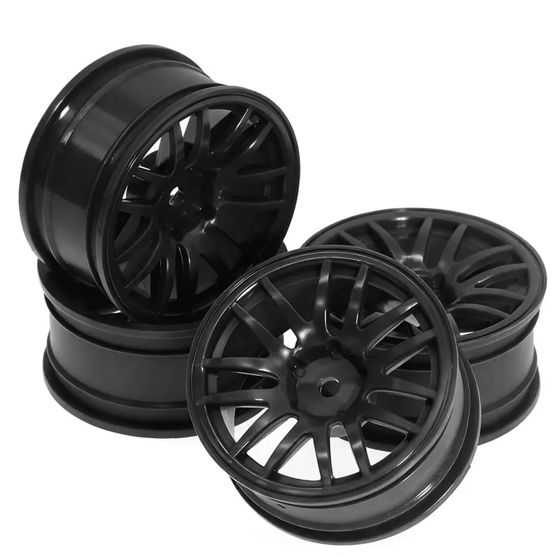 AS60-4Pcs 52Mm 1/10 Scale RC Drift Car Wheels (Rims) For Tamiya XV02 TT02 Sakura D5 MST Redcat Plastic Hub Set Black