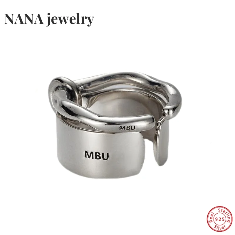 

S925 Pure Silver Double Ring Ring for Men and Women, with A High-end and Retro Feel, Perfect for Couples