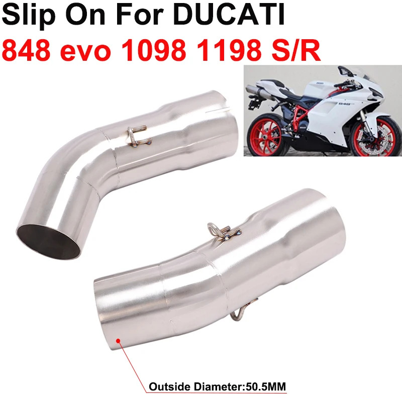 

Slip On For Monster DUCATI 848 1098 1198 S/R Motorcycle Exhaust Middle Link Pipe Systems Modified Muffler Escape Stainless Steel