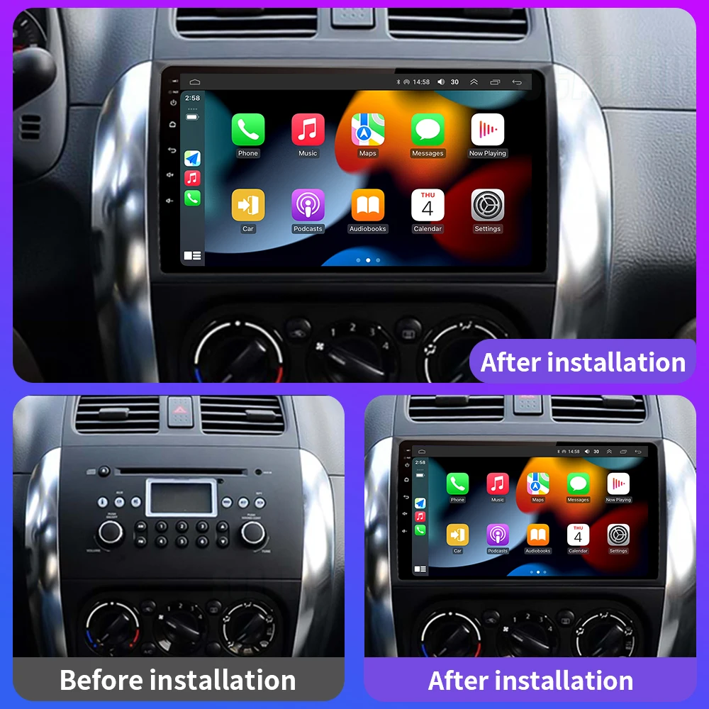 for Suzuki SX4 2006 - 2013 for Fiat Sedici Multimedia Player Navigation GPS 2 Din Carplay Stereo DVD Android 13 Car Radio - Image 2