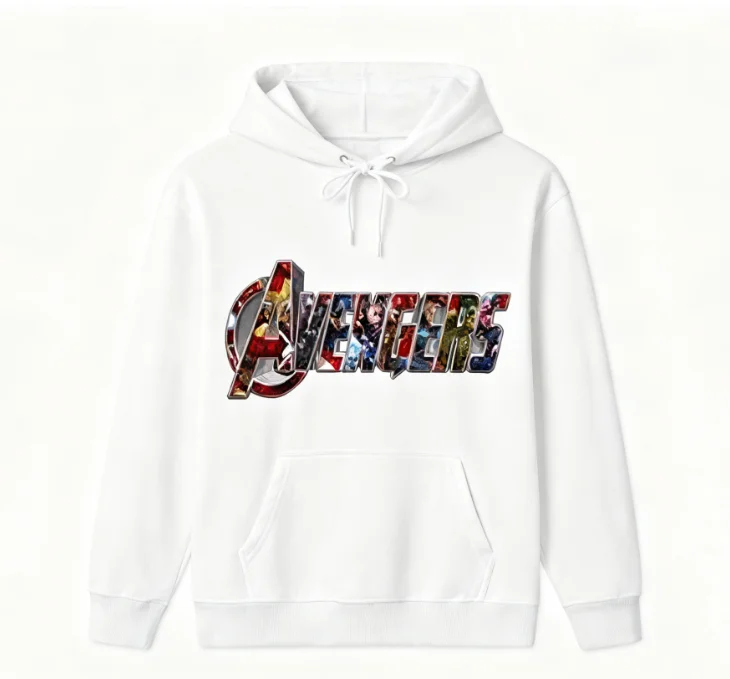 2025 Nueva sudadera con capucha con logotipo metálico de Los Vengadores Marvel Superhero Team Sudadera gráfica Ciencia Fi Heroes Alliance Top de invierno