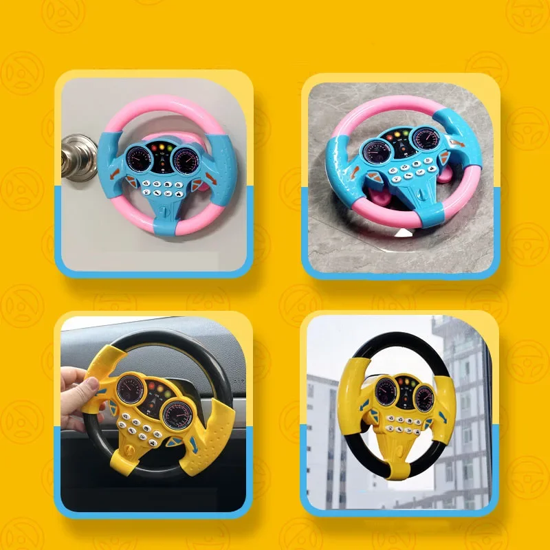 Cute Children Steering Wheel Toy with Light Simulation Driving Sound Music Funny Educational Baby Electronic Travel Kids Toys