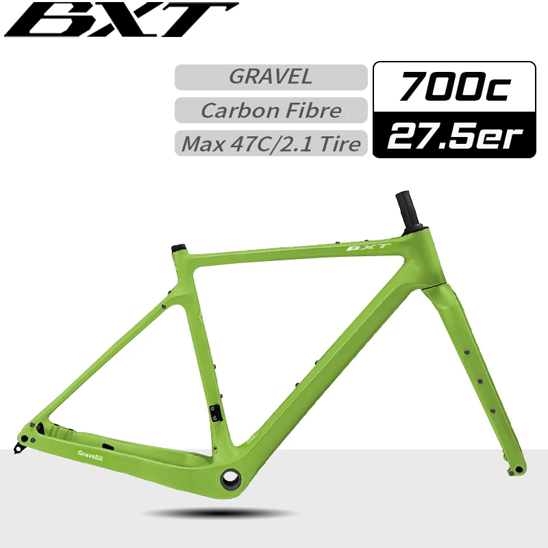 BXT Full Carbon Gravel Bike Frame Internal Cable Fully Hidden Cable Gravel Bicycle Frameset Road Bikedisc Brake