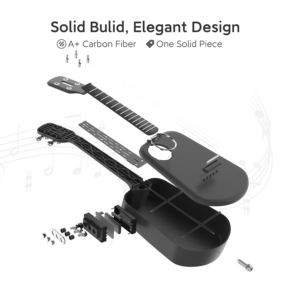 Populele 2 Pro 23 pollici preamplificatore integrato Smart Ukulele controllo APP in fibra di carbonio Bluetooth 5.0 con perline lampada a Led