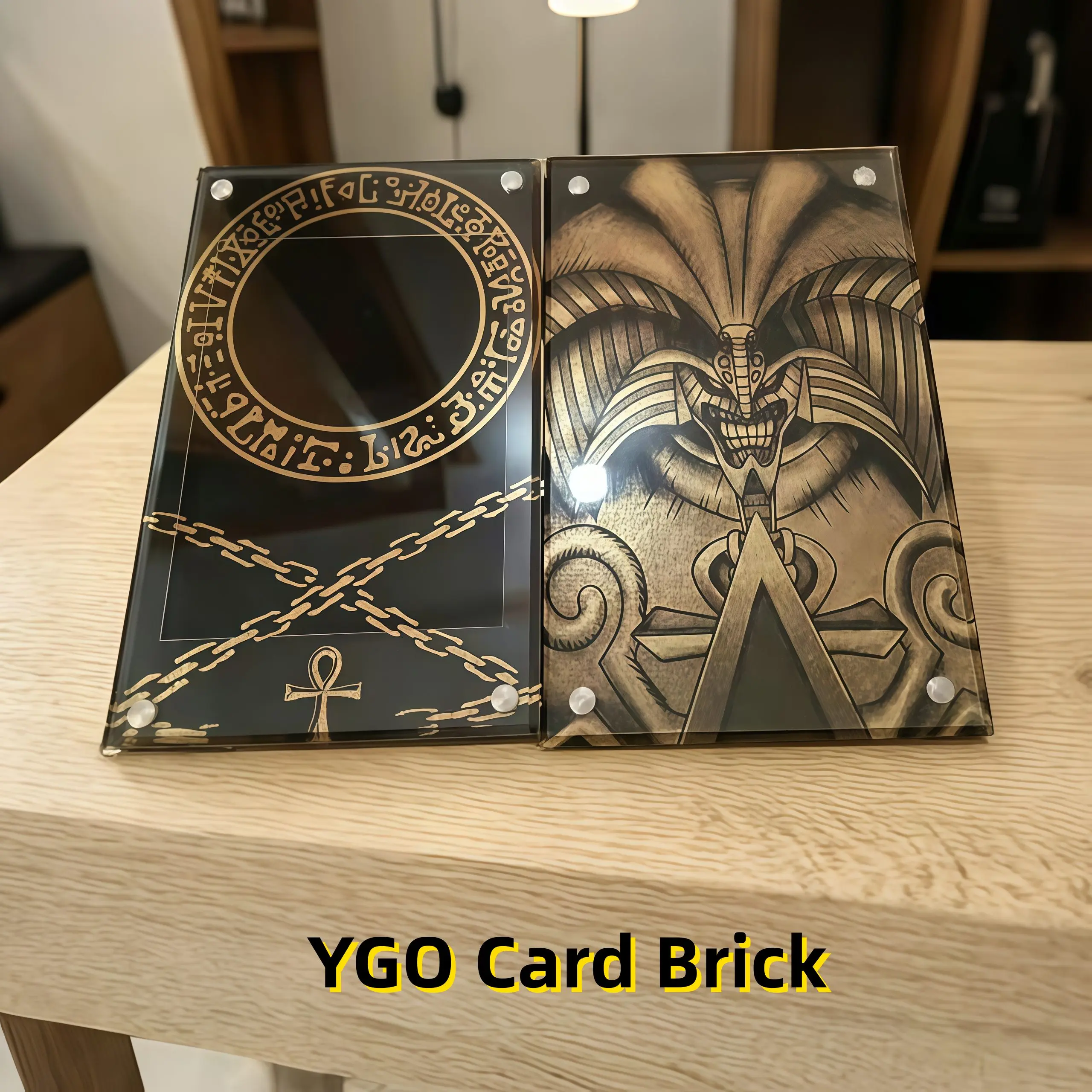 Yu Gi Oh Anime Character Card Brick Exodia Exclusive Egyptian Goddess Collection Acrylic Gold-plated Stand Display Gift No Card