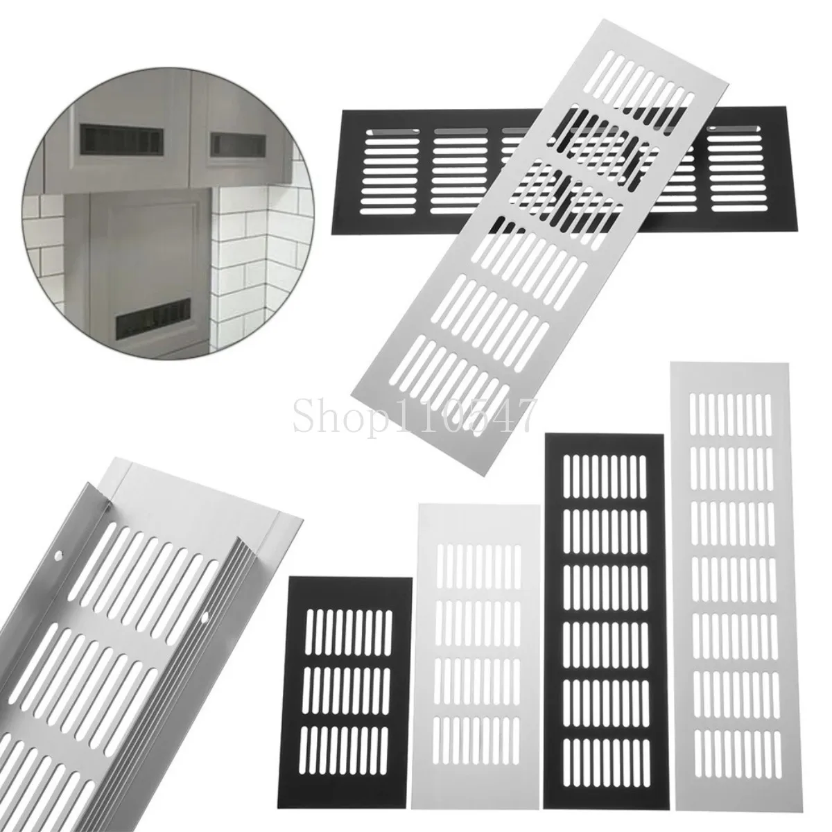 Aluminum Alloy Cabinet Air Vent Ventilator Grille Decor Cover Closet Shoe Wardrobe Mesh Hole Cover Ornaments Width 50mm ~ 200mm