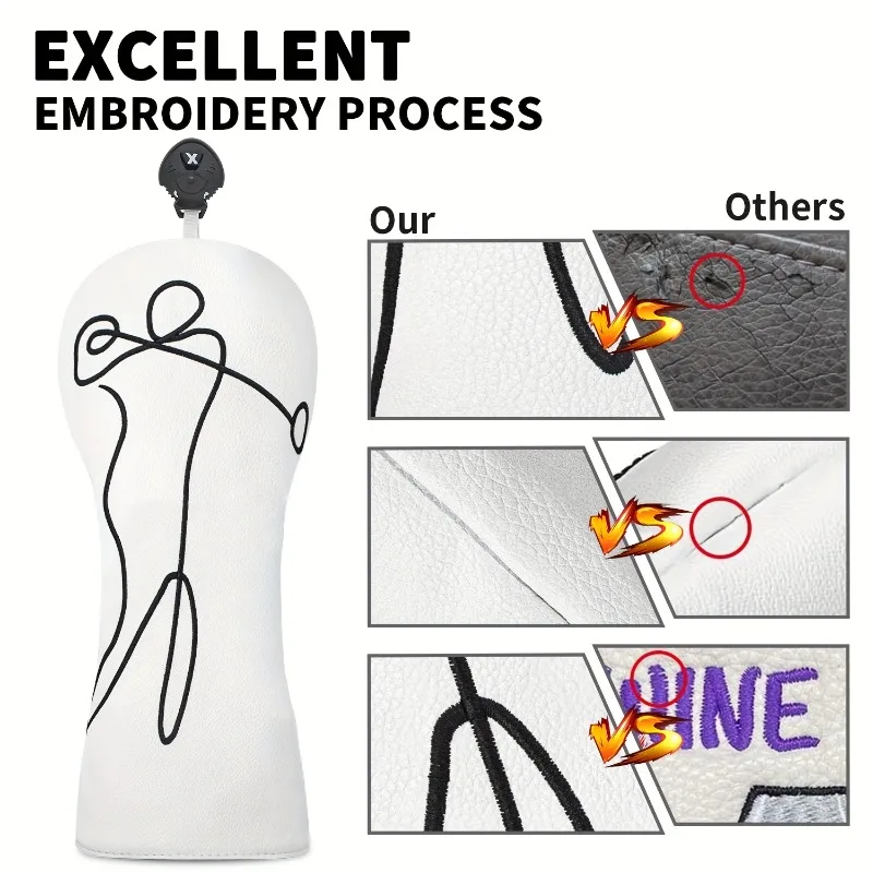 غطاء نادي الجولف بتصميم خط مثير للاهتمام، غطاء رأس نادي الجولف العصري، غطاء رأس متين، يحمي رأس الكرة #6