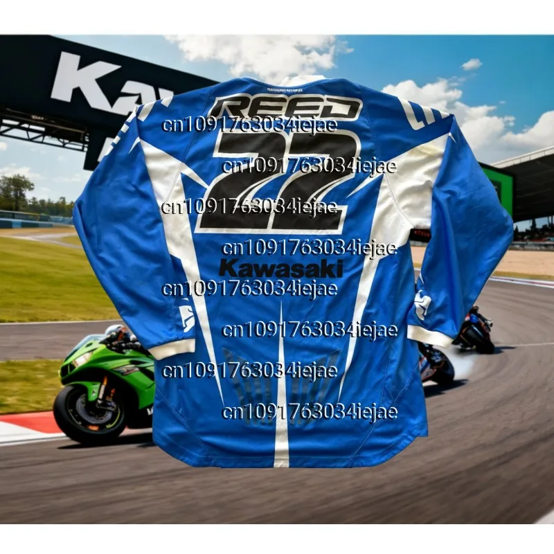 

Summer Men's Round Neck Long Sleeved T-Shirt Kawasaki Motorcycle Print Breathable Quick Drying Sports Comfortable Sports Top