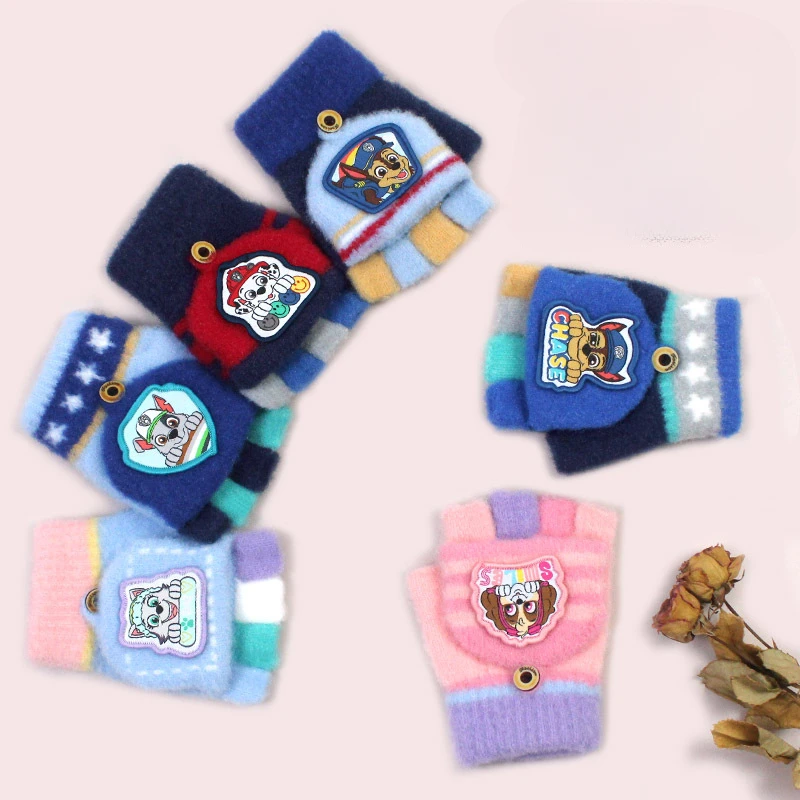 Hot Sales Genuine Paw Patrol Cute Hot Winter Glove Skye Chase Marshall Everest Mittens Children Toy Christmas Gift for Age 3-8Y