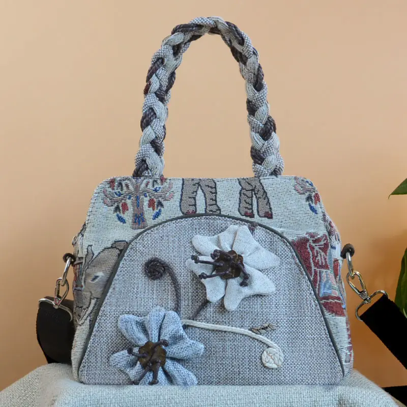 Johnaure borsa Casual in tela leggera estiva intrecciata a mano borsa floreale per il tempo libero borse a tracolla e tracolla versatili