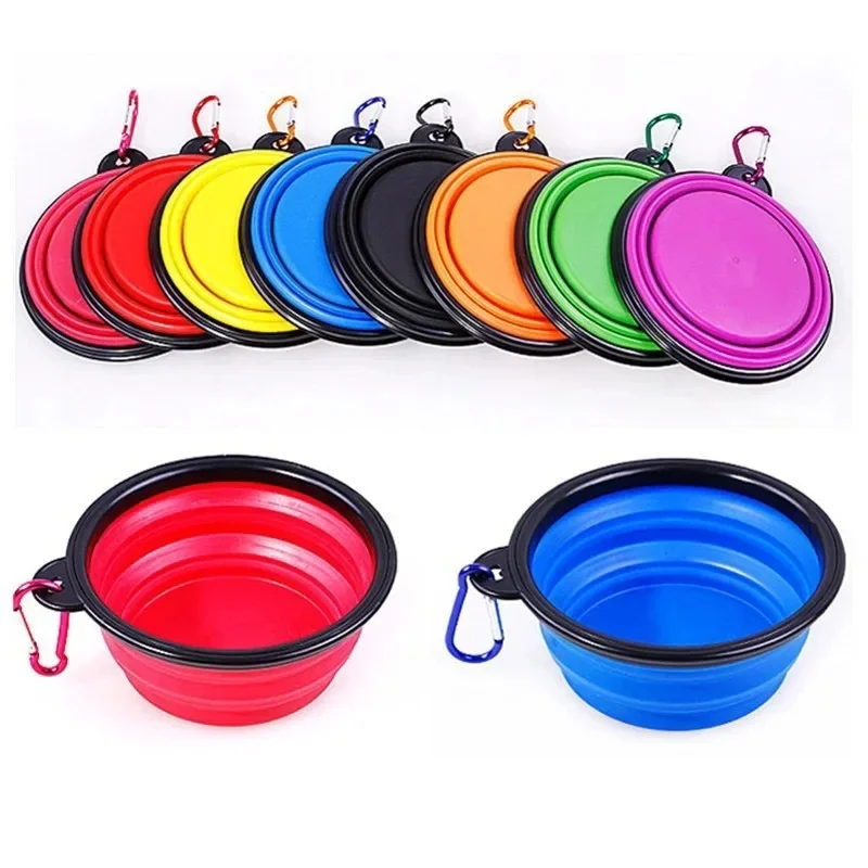 1/2PCS Collapsible Pet Dog Food Water Bowl Outdoor Camping Travel Portable Folding Pet Supplies Pet Bowl with Carabiner