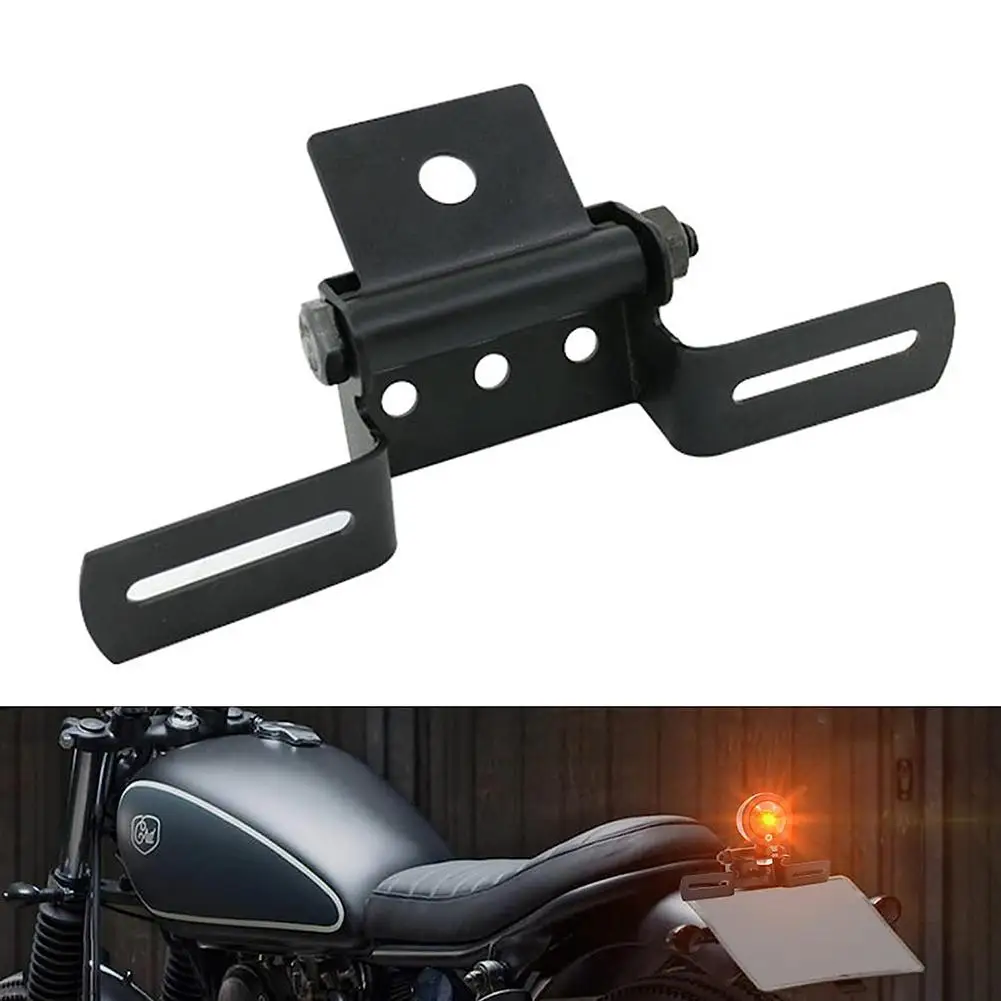 

Motorcycle License Plate Bracket Retro Rear Tail Lamp Holder Universal Adjustable Folding License Plate Holder