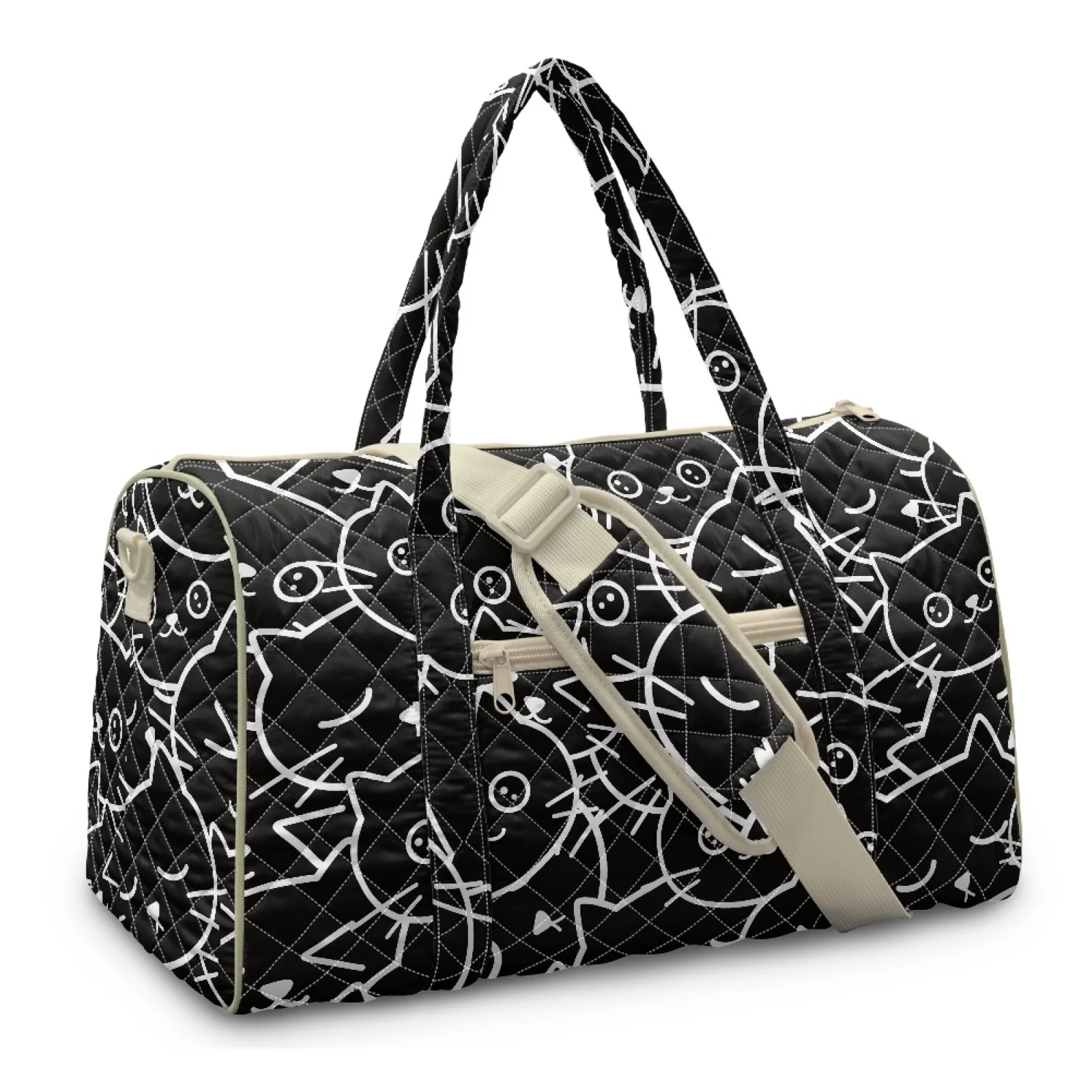 Coloranimal Black Cats Casual Carry On Tote for Beach Polyester Quilted Travel Bags New Trend