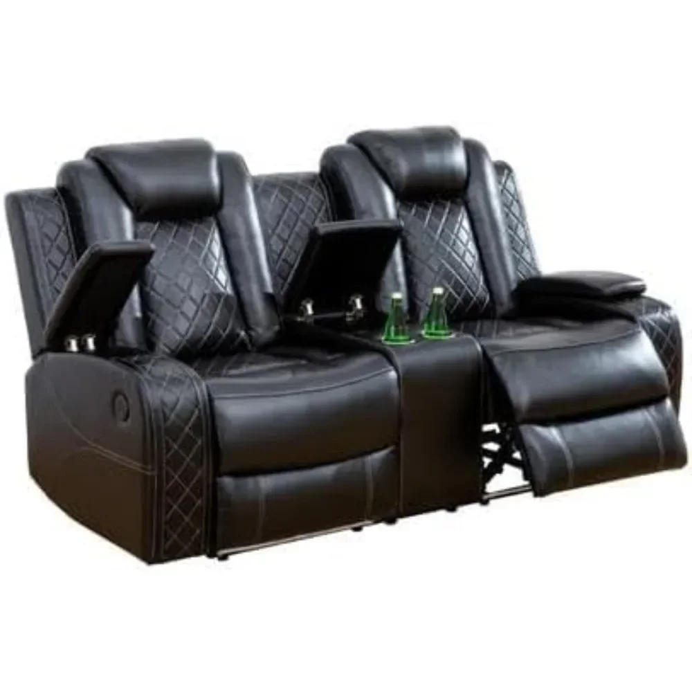 Sofá reclinável multifunções Power Air Leather Set com luzes LED, Mobília da sala, Sofá reclinável