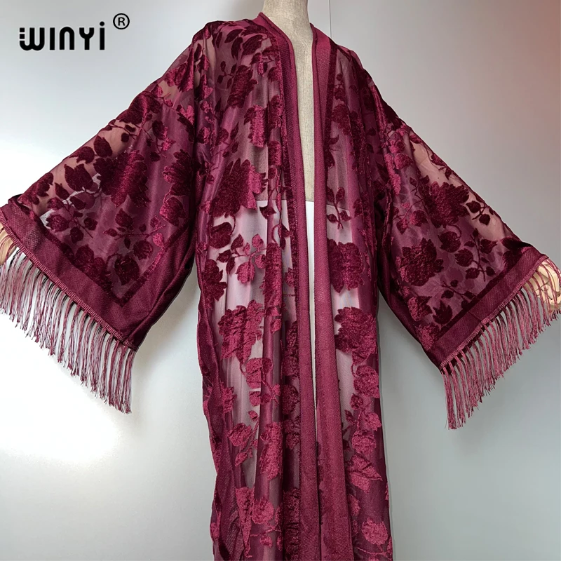 Winyi ชุดบิกินี่คาร์ดิแกนเซ็กซี่แบบสวมชุดคลุมชุดว่ายน้ำชายหาดชุดชุดเดรสปาร์ตี้ตอนเย็น