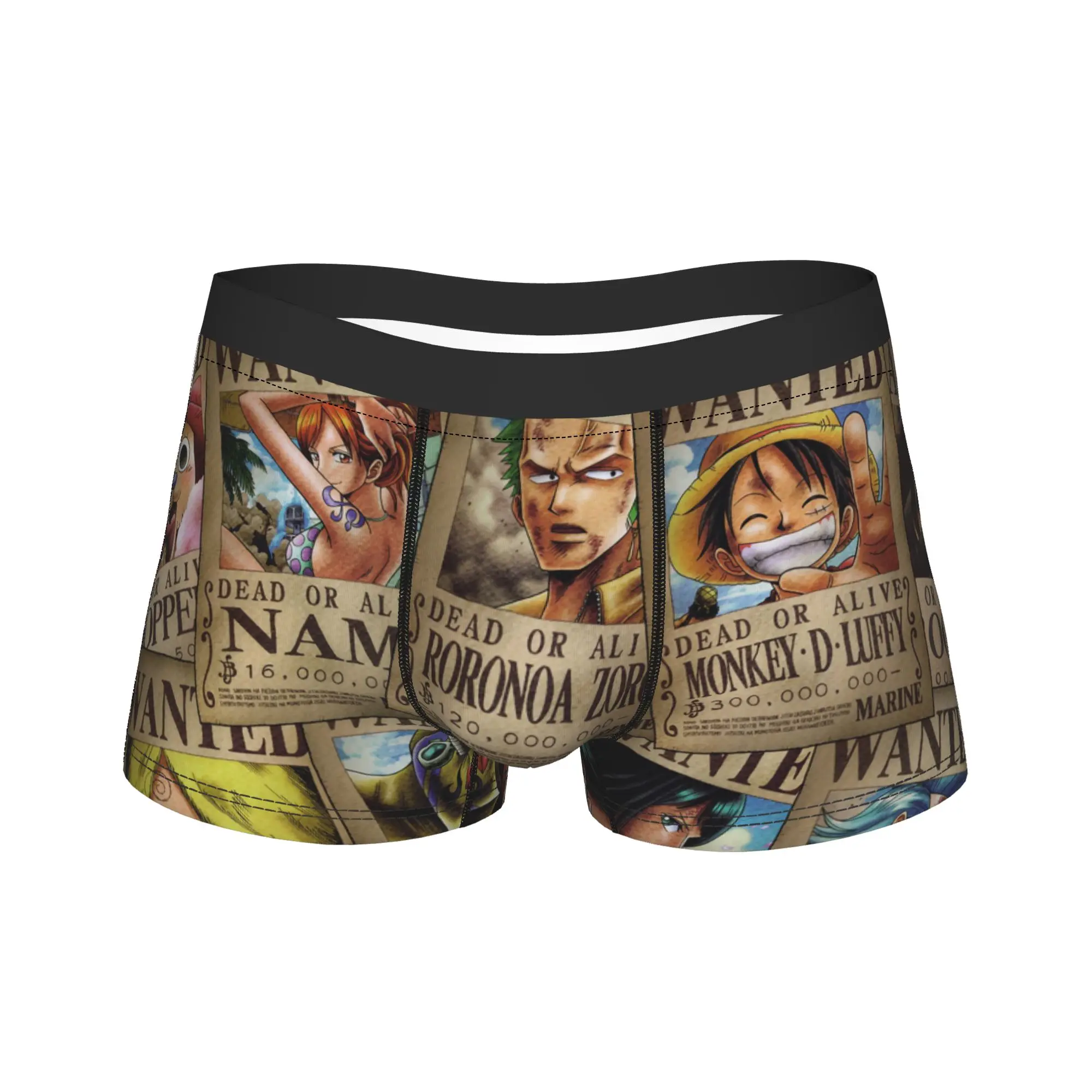 Men's One Piece Long Underwear Japan Anime Manga Humor Boxer Briefs Shorts Panties Male Soft Underpants Plus Size