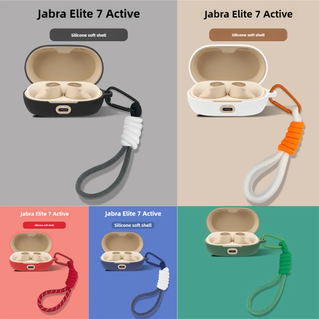 for Jabra Elite 7 Active Case Soft Protective Cover Nylon Lanyard Jabra Elite7 Pro Shells Sleeve Hand Rope Strap Accessories