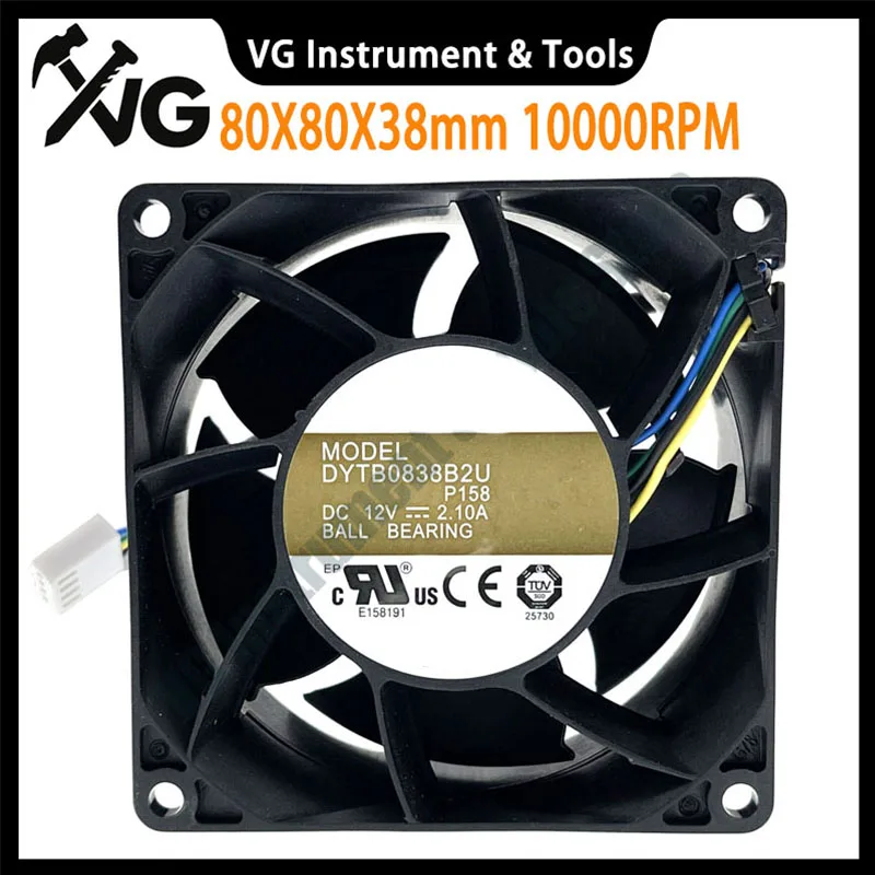 For 80mm High Speed CFM AirFlow DC 12V Dual Ball Bearing PWM Cooling Fan Computer PC,80X80X38mm 10000RPM Case Powerful Cooler