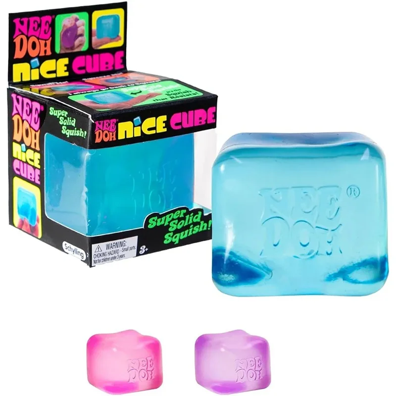 Needoh Nice Cube Sensorischer Stressabbau-Würfel: Fidget-Tool gegen Angst & für Konzentration, Schreibtisch-Sensorik-Würfel für Erwachsene & Anti-Angst-Quetschspielzeug für Kinder