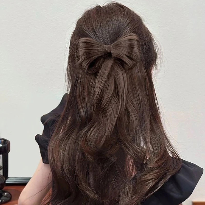 Synthetic Bow Bun Chignon With Curly Tassel Heat Resistant Natural Fake Hair Accessories Fluffy Bow Hair Clip Wig Styling Tools