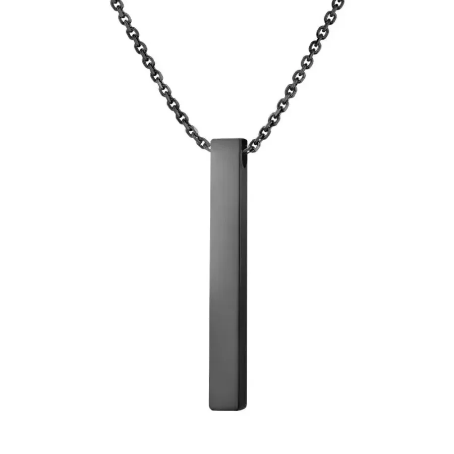 Popular Classic Rectangular Pendant Men's Necklace, Black Cuban Chain Men's Jewelry Gift