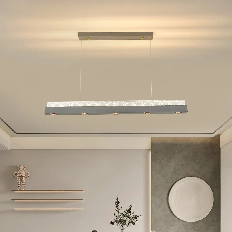 

SANDYHA Modern Luxury Chandelier Rectangular Pendant Lamp Suitable Indoor Dining Room Kitchen Balcony Home Decor Hanging Lights