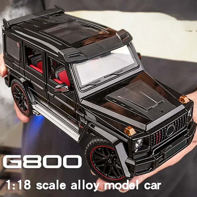 1:18 Mercedes Benz Brabus G800 Off-Road Vehicle SUV Alloy Diecast Model Car Collect Sound & Light Sprayable Toy Car Gift for Kid