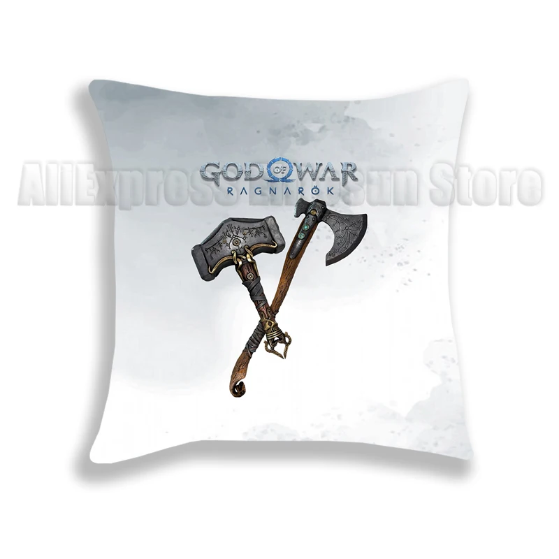 God of War Ragnarok Pillow Cover Kratos Atreus Sofa Chair Anime Polyester Cushion Cover Pillowcase Cartoon Pillowcase No Insert