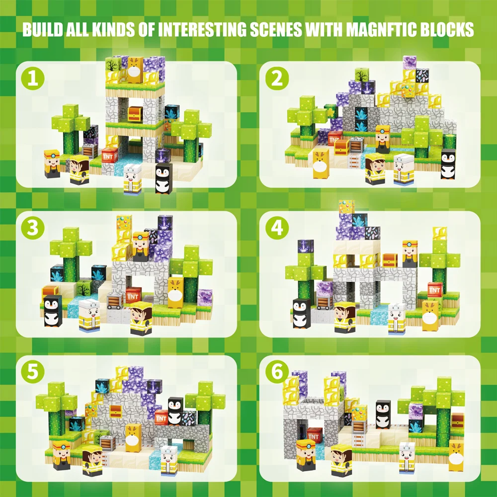 ของเล่นสร้างชุดแม่เหล็กการสํารวจเหมืองสร้างบล็อกเด็กชายและเด็กหญิงด้วยชิ้นอนุภาค - ของขวัญคริสต์มาส - ของขวัญวันฮาโลวีน