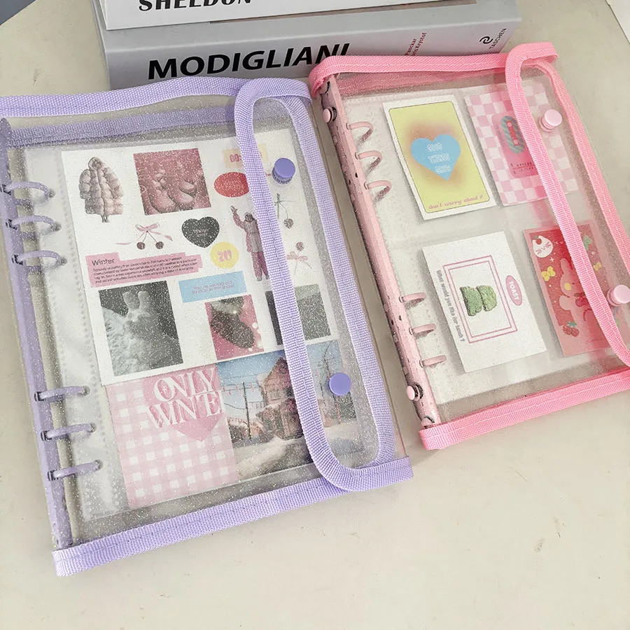SKYSONIC A5-Ordner mit doppelter Schnalle, 10 Stück Nachfüllhüllen, Taschen, DIY-Fotosammelbuch für lose Blätter, Kpop-Organizer-Halter – Detail 11