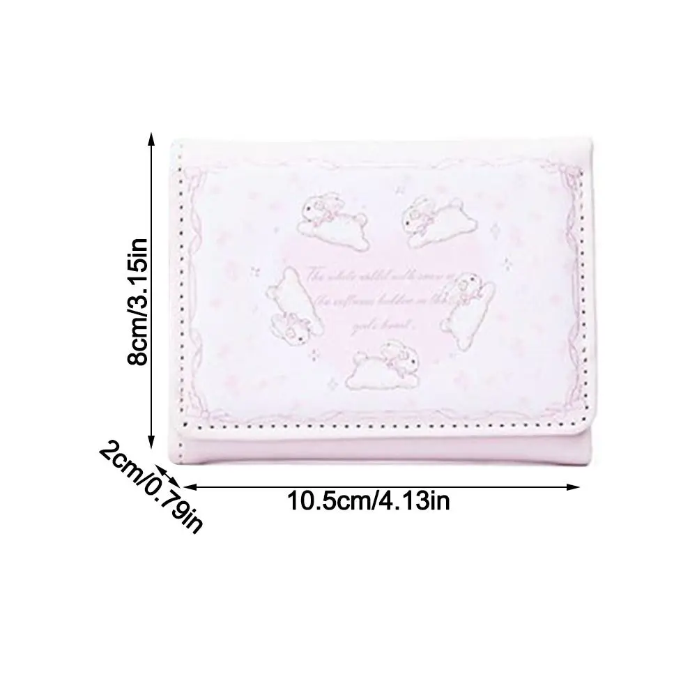 Monedero con estampado de conejo bonito, tarjetero impermeable de cuero PU, billetera corta